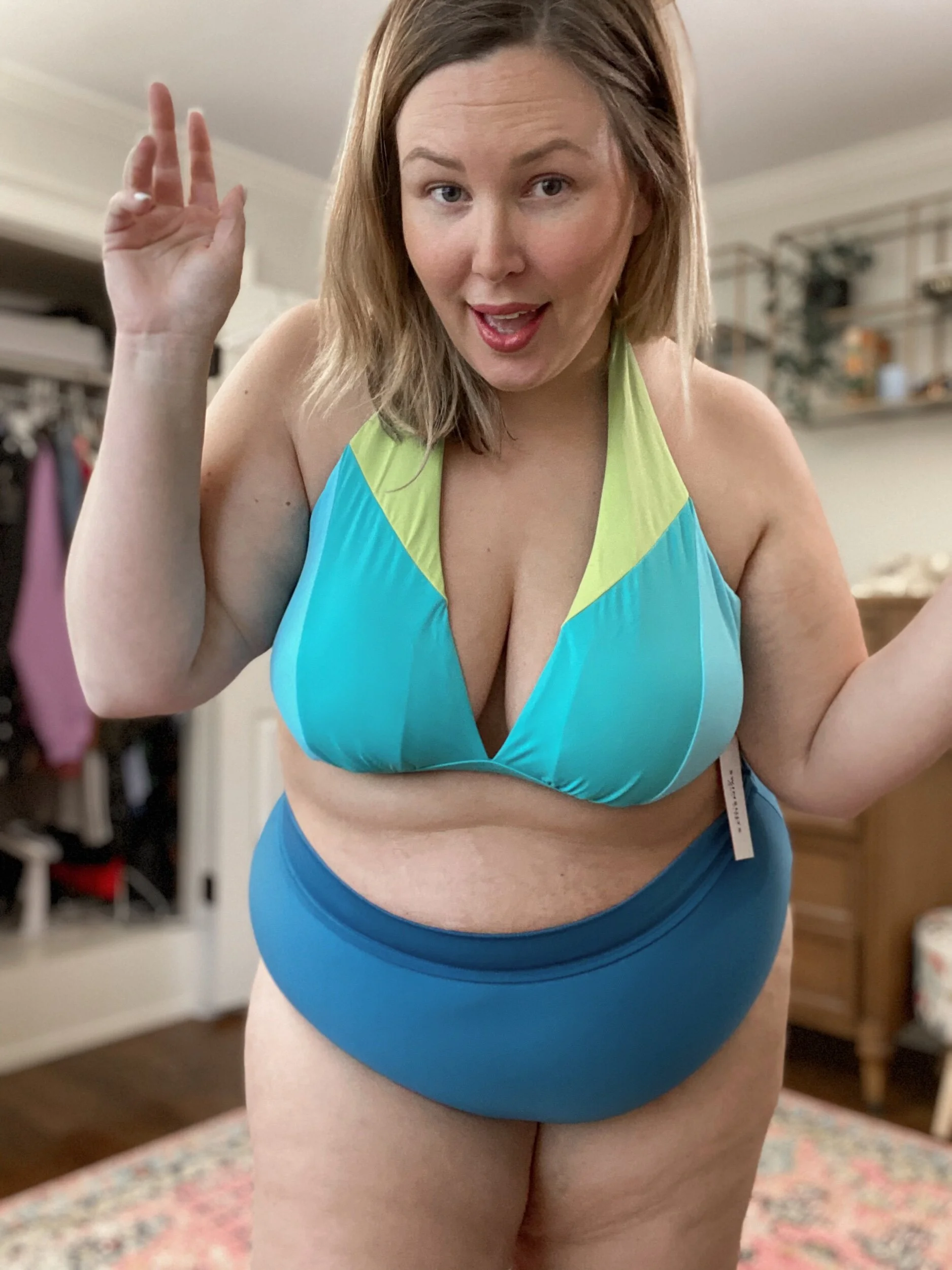 Plus size swimwear high waisted bikini discount